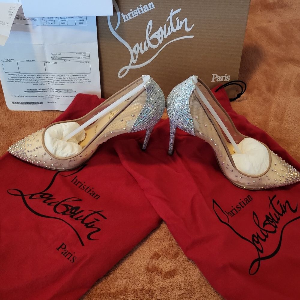 Christian Louboutin 3181277 Follies Strass 100 RE SV57 Version 36